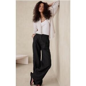 Banana Republic Tencel‎ Linen Blend Wide Leg Pants High Rise Women's Size 12 NEW